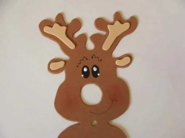 Reno navideño de fomi con paleta de caramelo Reno navideño de fomi con paleta de caramelo