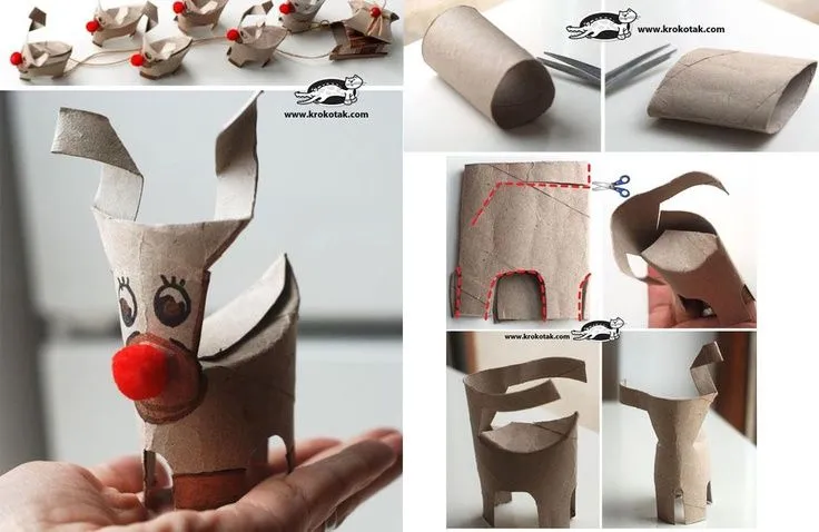 Reno realizado con un tubo de papel higiénico. | Manualidades ... Reno realizado con un tubo de papel higiénico. | Manualidades ...