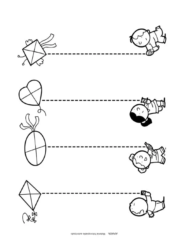Repasar lineas punteadas para niños de preescolar : FICHAS PARA NIÑOS