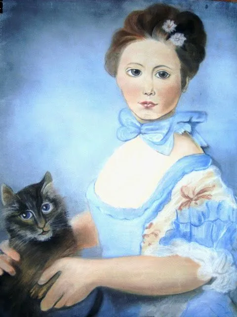 Réplica: Niña con gato- Tiza Pastel sobre papel. 50x60cm. Réplica: Niña con gato- Tiza Pastel sobre papel. 50x60cm.