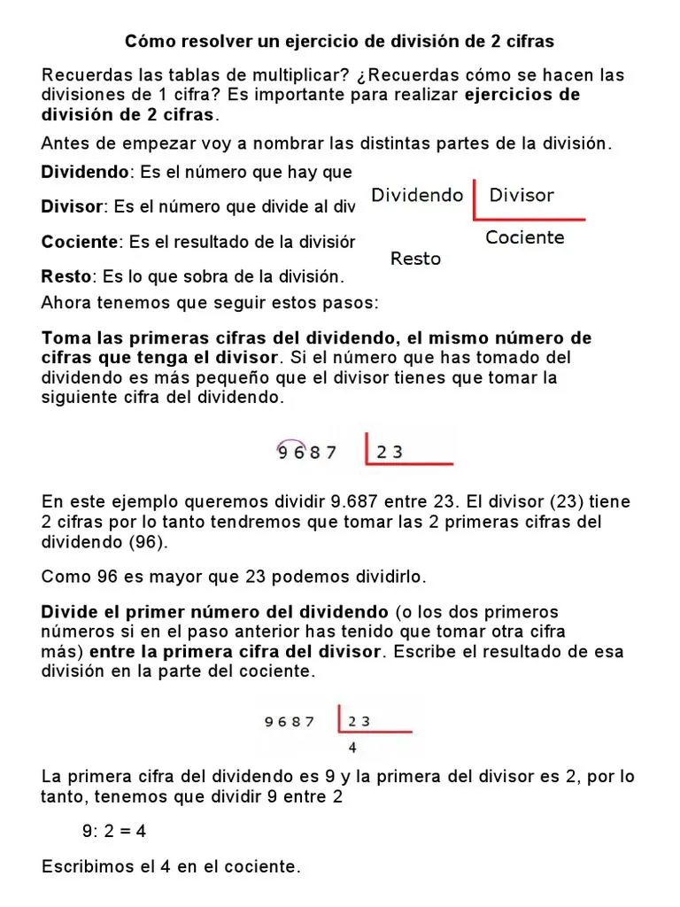 Cómo Resolver Un Ejercicio de División de 2 Cifras | PDF Cómo Resolver Un Ejercicio de División de 2 Cifras | PDF
