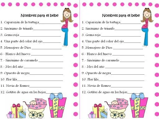 Respuestas de juegos de mesa de imagui para baby shower para ...