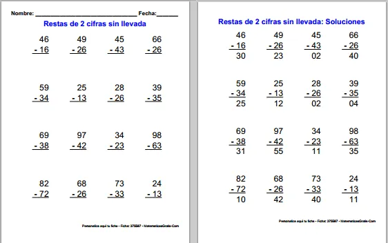 Restas en vertical sin llevar | Recurso educativo 404046 - Tiching