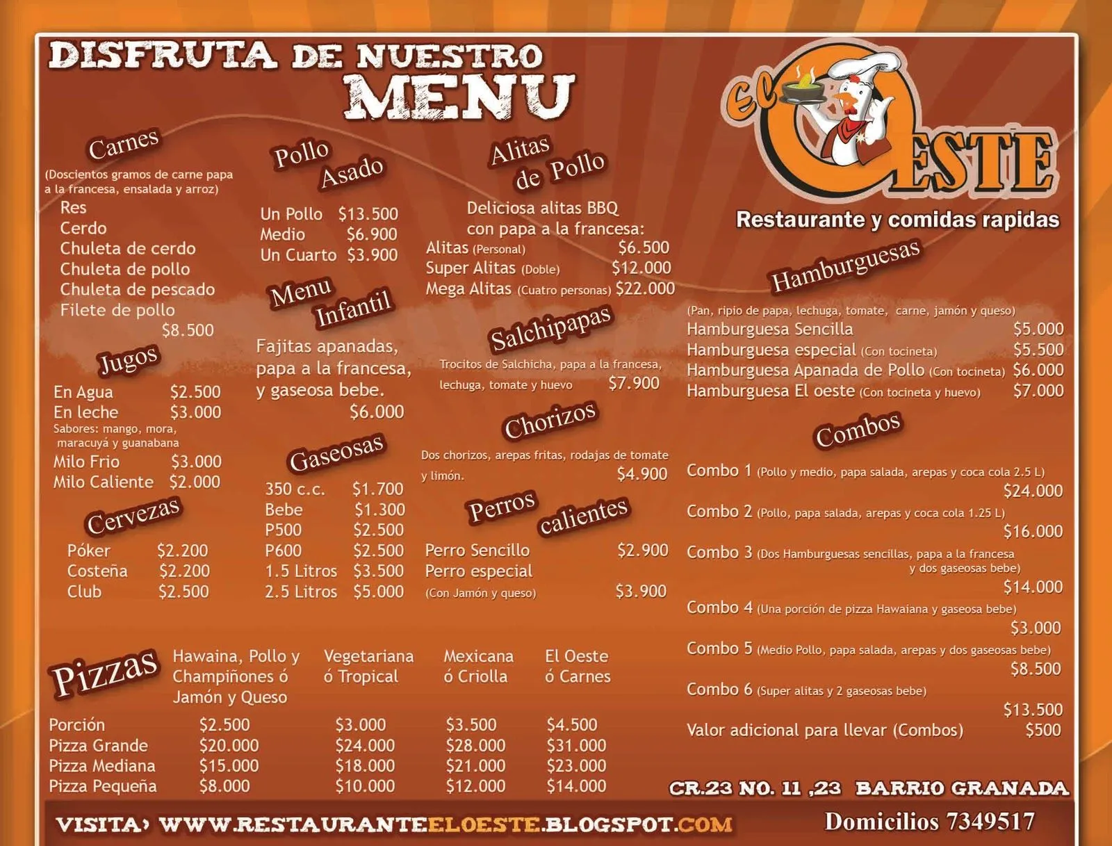 RESTAURANTE Y COMIDAS RAPIDAS EL OESTE: MENU RESTAURANTE Y COMIDAS RAPIDAS EL OESTE: MENU