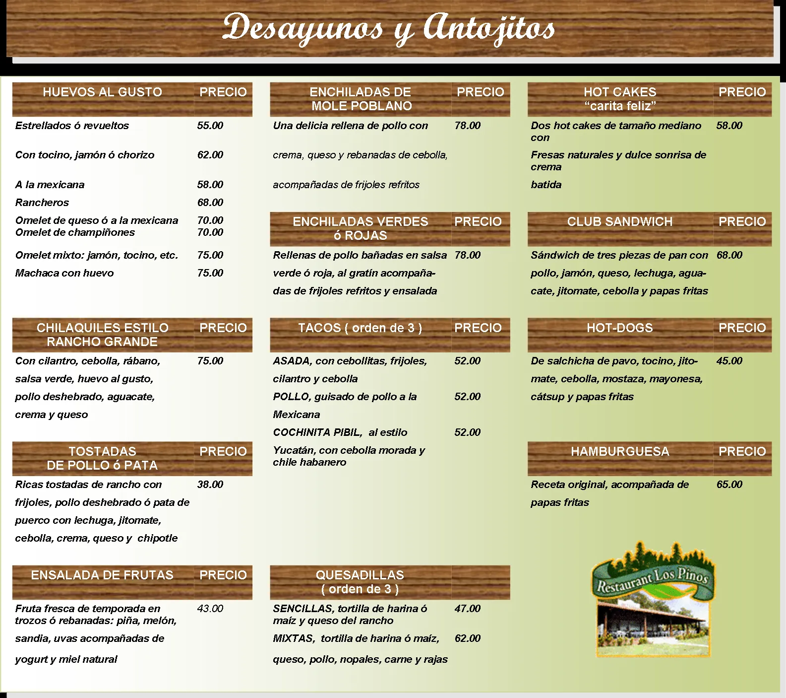 Menus de restaurantes - Imagui