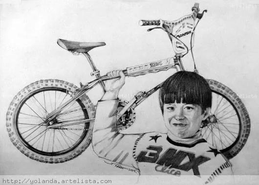 Retrato de bici con niño yolanda prado millán - Artelista.com Retrato de bici con niño yolanda prado millán - Artelista.com