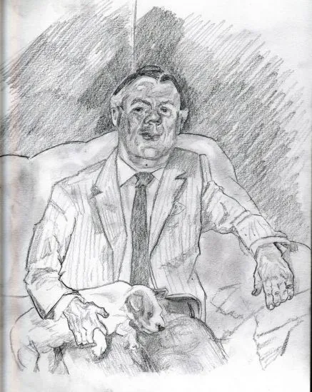 sobre otro retrato de Lucian freud con perro Lápiz sobre otro retrato de Lucian freud con perro Lápiz