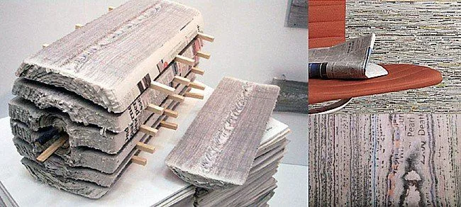 Revestimientos y losetas con papel de periódico reciclado Revestimientos y losetas con papel de periódico reciclado