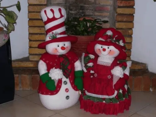 Revistas de Manualidades: Pareja de Muñecos de nieve moldes ...