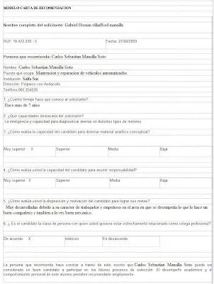 Revolutions Car: CARTA DE RECOMENDACIÓN