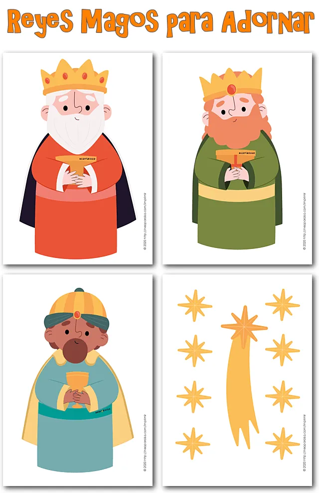 Reyes Magos para imprimir y adornar PDF