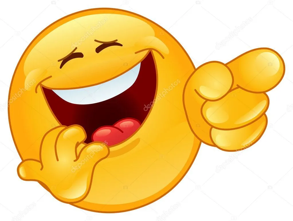 riendo y señalando el emoticon — Vector stock © yayayoyo #