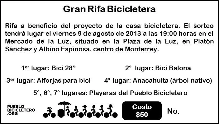 GRAN RIFA BICICLETERA (9 de agosto)