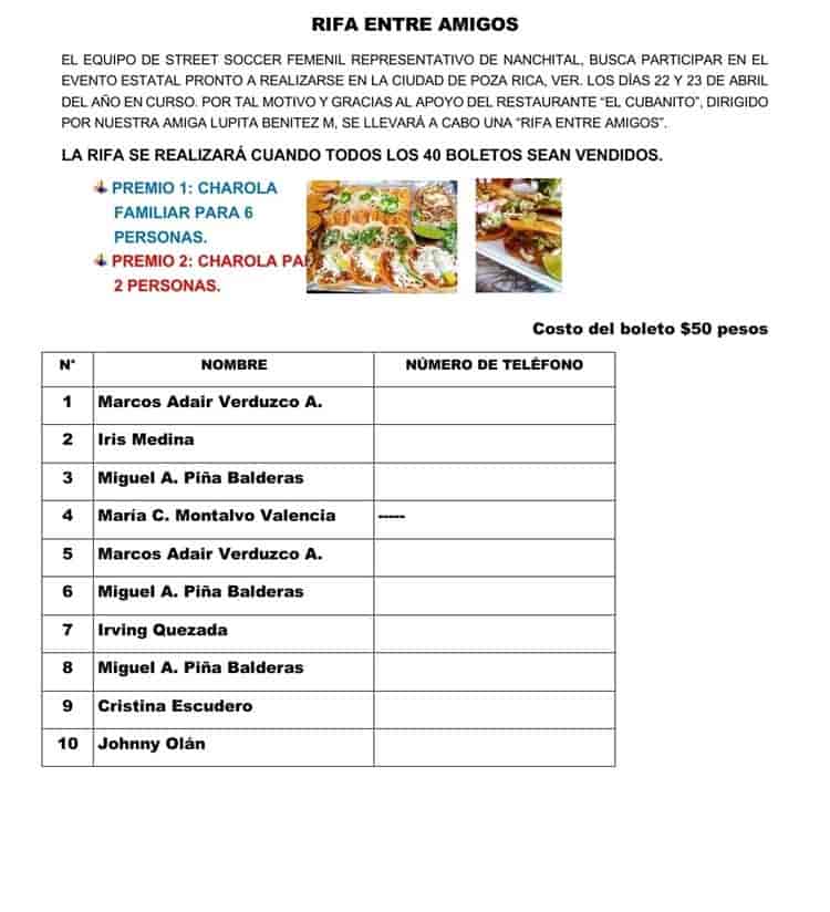 Con rifa, futbolistas de Nanchital buscan llegar a Poza Rica Con rifa, futbolistas de Nanchital buscan llegar a Poza Rica