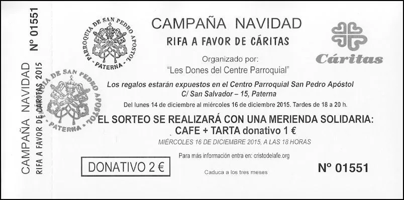 Rifa de Navidad en beneficio de Cáritas | Parroquia San Pedro Apóstol