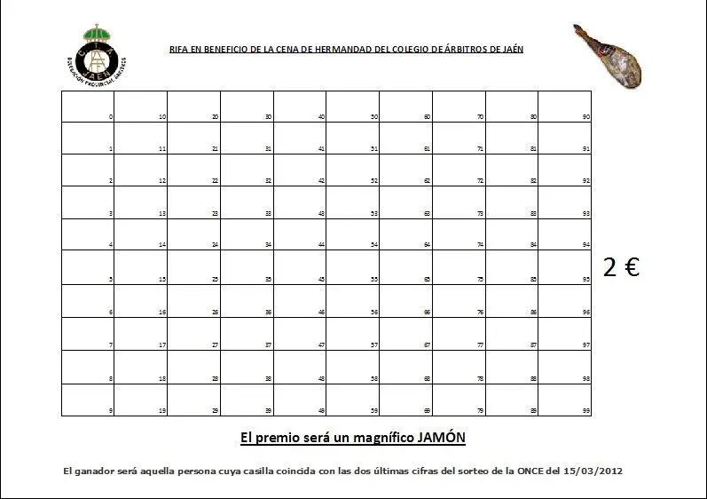 Hoja de rifa de 100 numeros para imprimir - Imagui