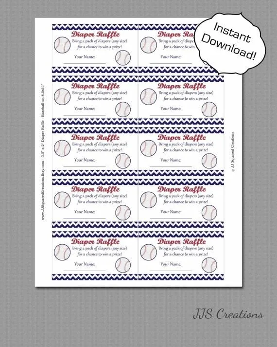 Rifa de pañales beisbol Baby Shower por JJsquaredCreations Rifa de pañales beisbol Baby Shower por JJsquaredCreations