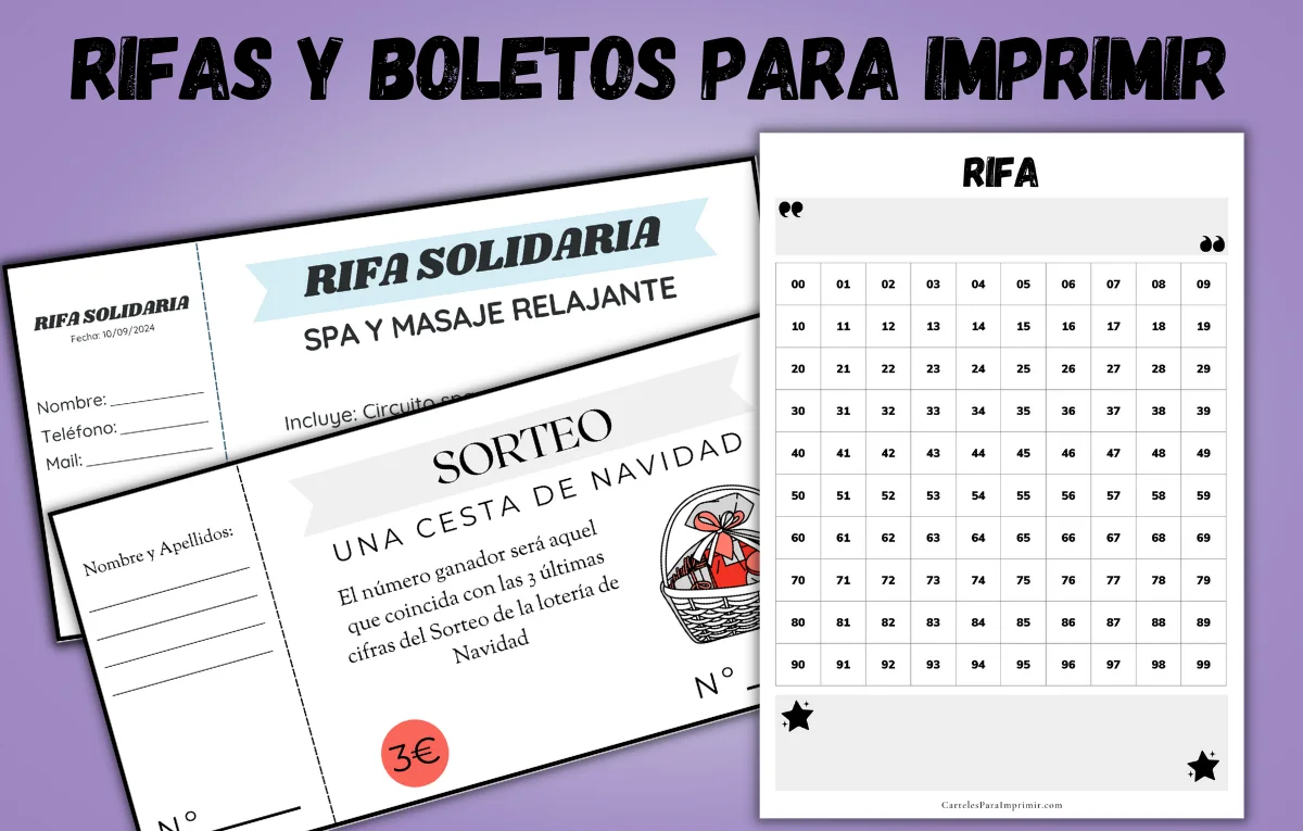 Rifas y boletos ❤️ para imprimir
