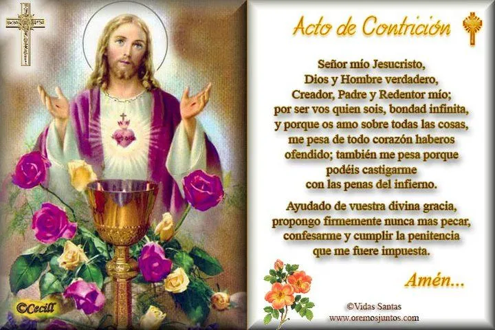 Rincón de la Oración: Estampas Oraciones: Acto de Contrición Rincón de la Oración: Estampas Oraciones: Acto de Contrición