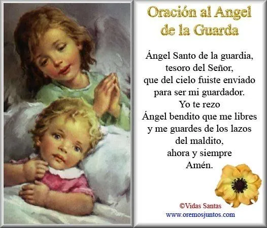 Rincón de la Oración: Estampas Oraciones del Ángel de la Guarda