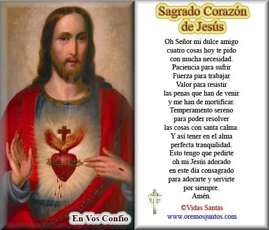 Rincón de la Oración: Estampas Oraciones del Sagrado Corazón de Jesús.