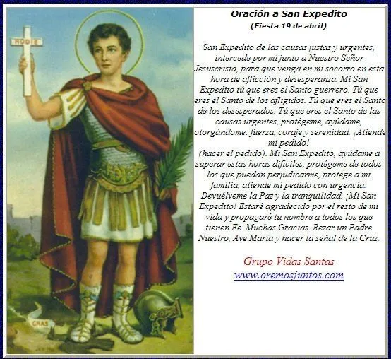 Rincón de la Oración: Estampas Oraciones de San Expedito