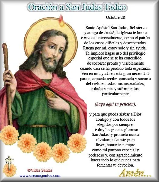 Rincón de la Oración: Estampas Oraciones de San Judas Tadeo