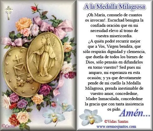 VIRGEN MARÍA, RUEGA POR NOSOTROS : NUESTRA SEÑORA DE LA MEDALLA ... VIRGEN MARÍA, RUEGA POR NOSOTROS : NUESTRA SEÑORA DE LA MEDALLA ...