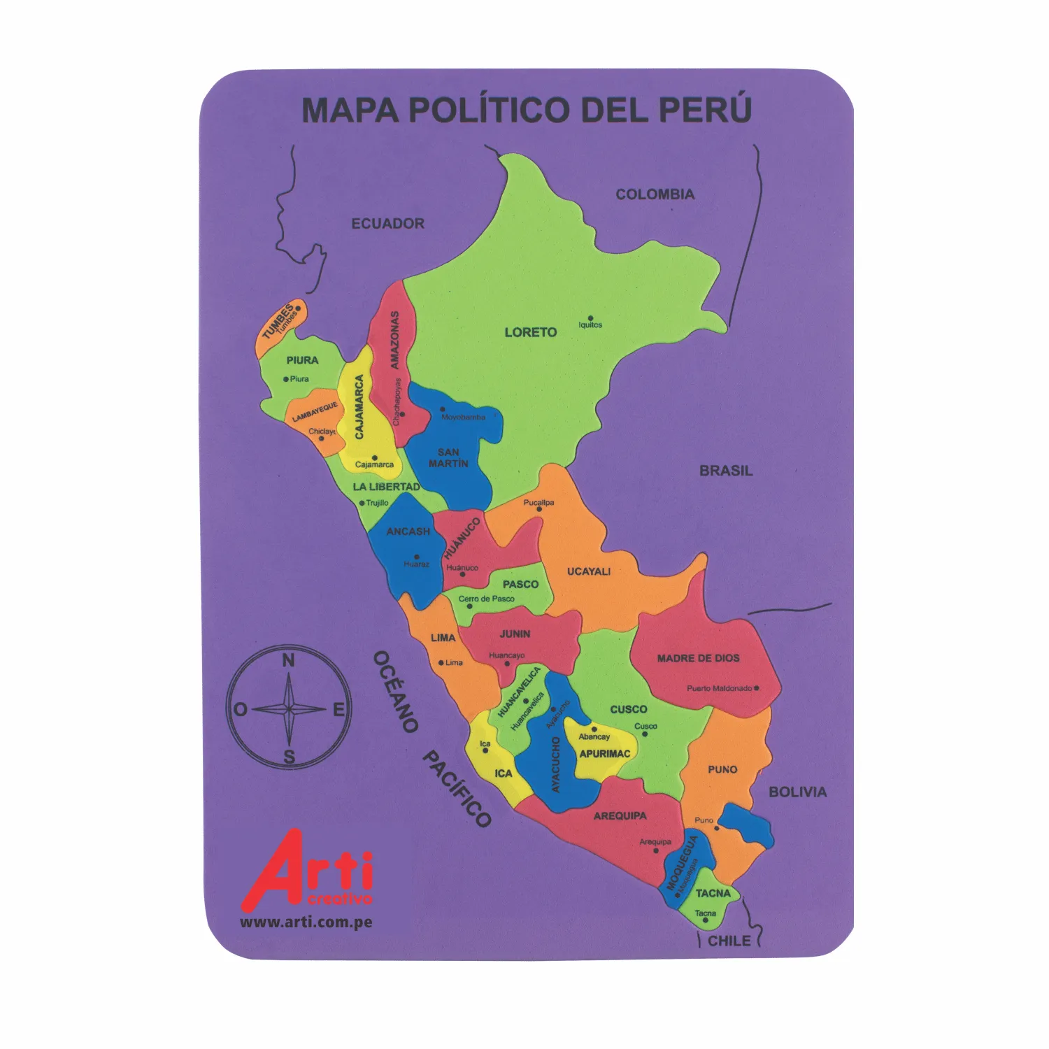 Ripley - ARTI CREATIVO JUEGO DE ENCAJE EN GOMA EVA 'MAPA POLÍTICO DEL PERÚ' Ripley - ARTI CREATIVO JUEGO DE ENCAJE EN GOMA EVA 'MAPA POLÍTICO DEL PERÚ'