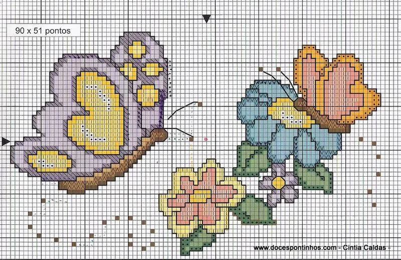 Risco de borboletas para bordado em ponto cruz - Pano de prato e ...