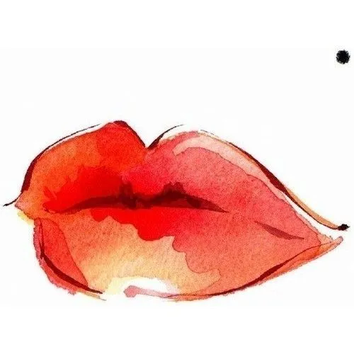 rojo red labios lips lunar freckle dibujo acuarela watercolor ...