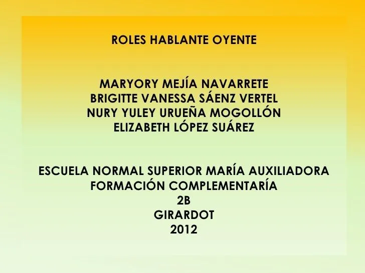 ROLES HABLANTE-OYENTE