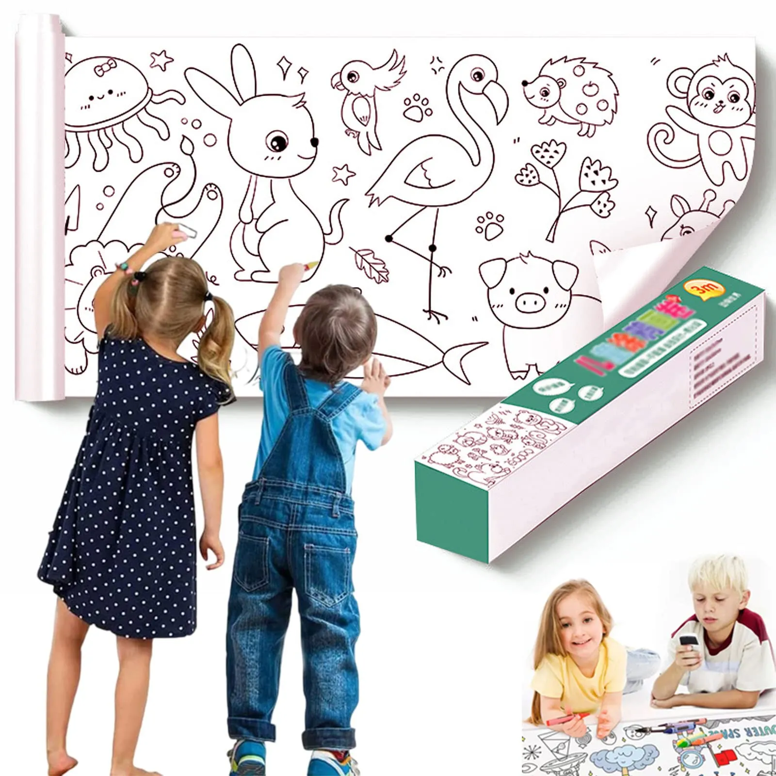 Rollo de dibujo para niños, rollo de papel para colorear para niños, rollo de papel de Rollo de dibujo para niños, rollo de papel para colorear para niños, rollo de papel de