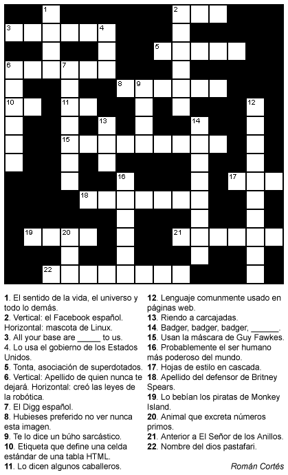 Román Cortés » Crucigrama friki