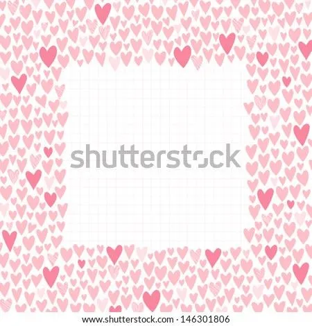 Romantic Cartoon Border. Cute Love Hearts Frame For Invitations ...