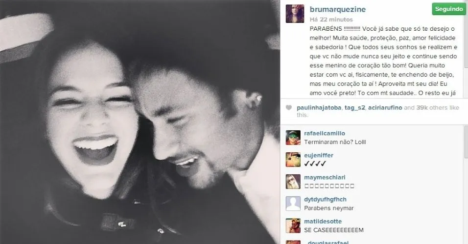 Romântica, Bruna Marquezine deseja feliz aniversário para Neymar ... Romântica, Bruna Marquezine deseja feliz aniversário para Neymar ...