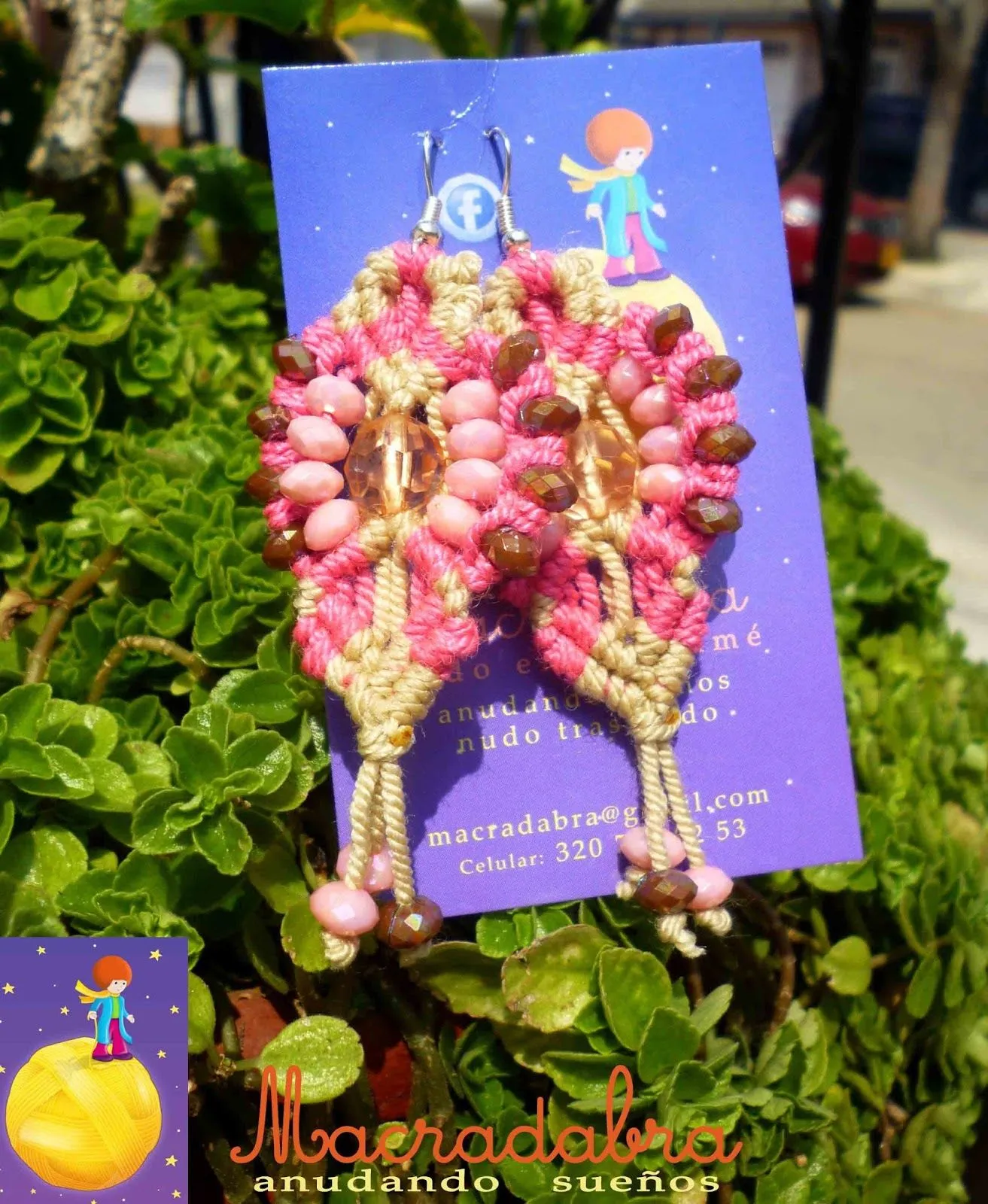 Romanticos Aretes en Macrame