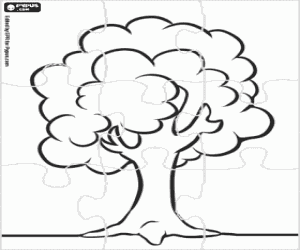 Rompecabezas de un árbol simple para colorear, pintar e imprimir