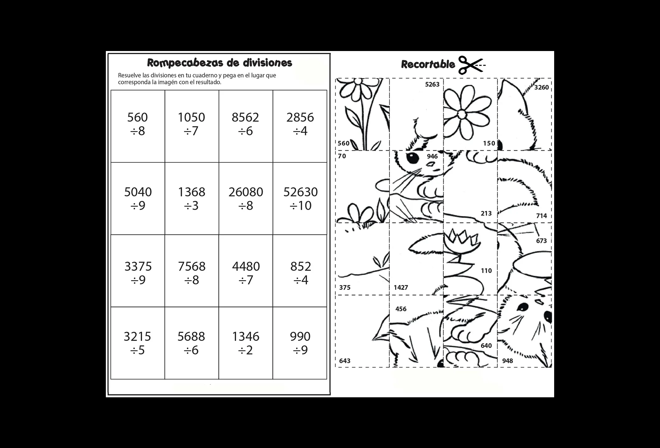 Rompecabezas de divisiones - Matemáticas - Didácticos México Rompecabezas de divisiones - Matemáticas - Didácticos México