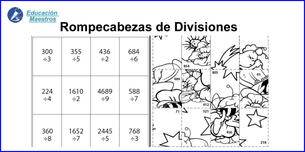 ▷ Rompecabezas de Divisiones - PDF para Imprimir ▷ Rompecabezas de Divisiones - PDF para Imprimir