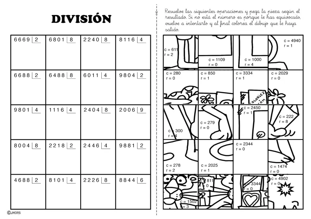 Rompecabezas De Divisiones Pdf Para Imprimir BFF | Matematicas, Rompecabezas  matematicos, Clase de matemáticas