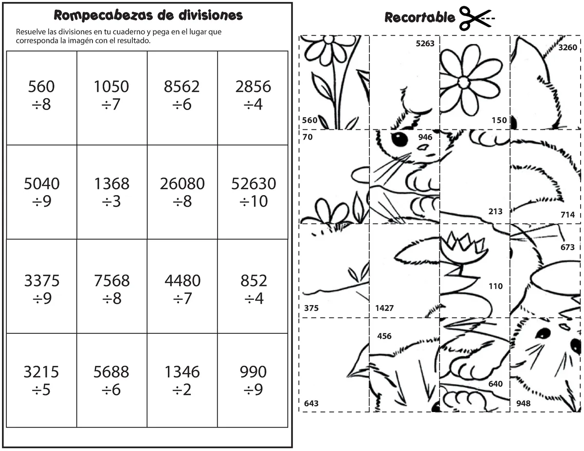 Rompecabezas Divisiones - Resuelve las divisiones en tu cuaderno y pega en el lugar que Resuelve las - Studocu Rompecabezas Divisiones - Resuelve las divisiones en tu cuaderno y pega en el lugar que Resuelve las - Studocu