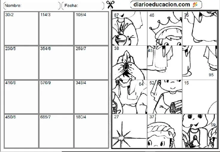 Rompecabezas matemáticos con divisiones, tema navideño. Operaciones con  diferentes nivel… | Rompecabezas matematicos, Juegos de divisiones, Dibujos  para matematicas