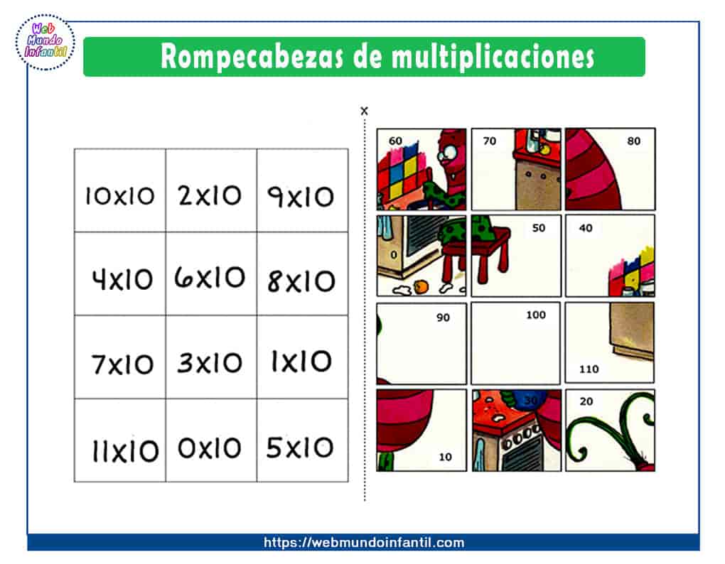 Rompecabezas de multiplicaciones para imprimir Rompecabezas de multiplicaciones para imprimir