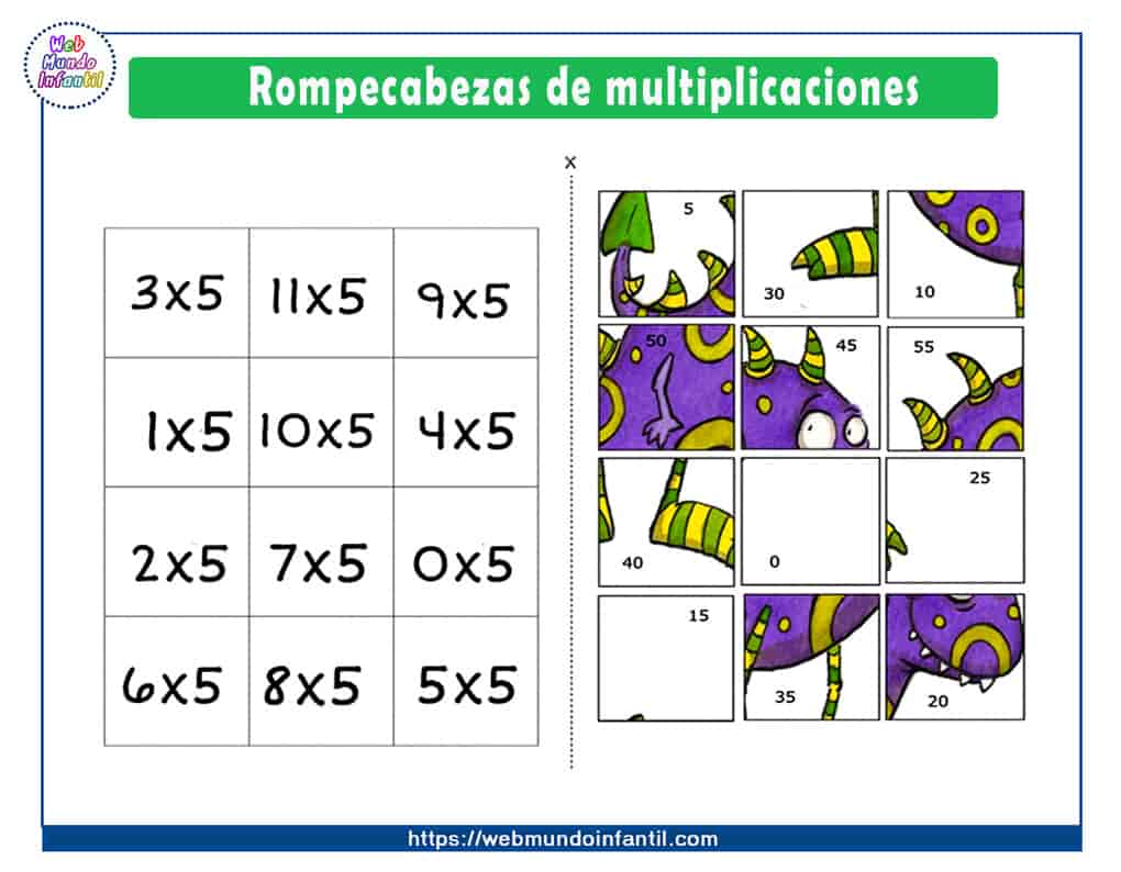 Rompecabezas de multiplicaciones para imprimir Rompecabezas de multiplicaciones para imprimir