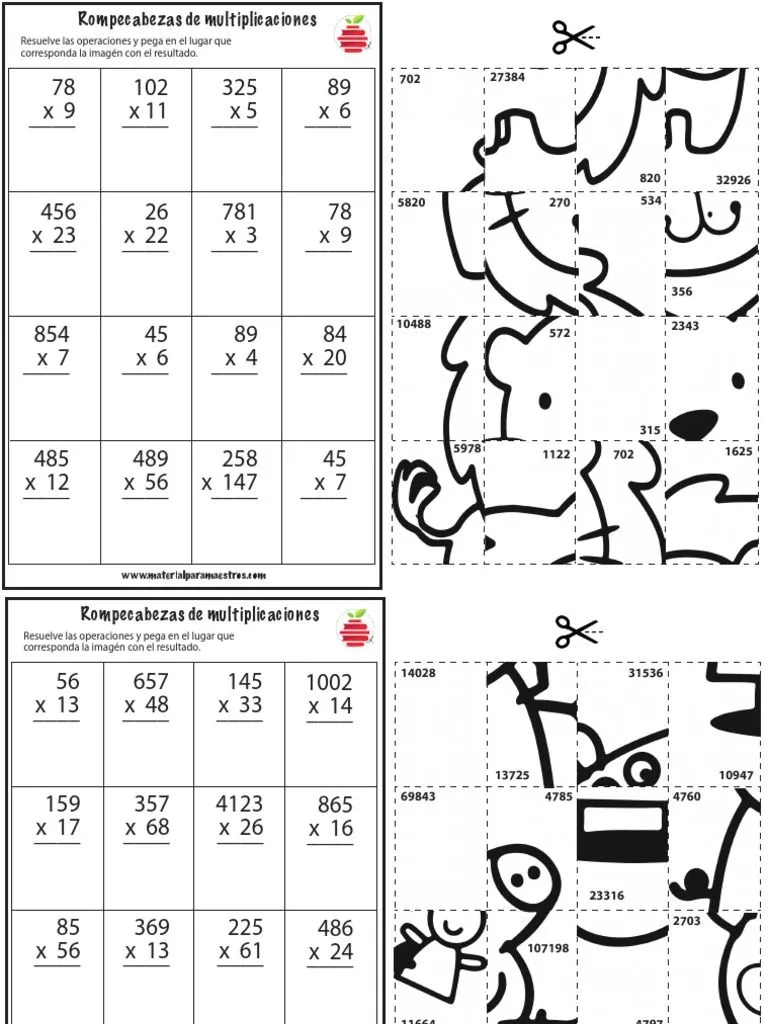 Rompecabezas D Multiplicaciones | PDF