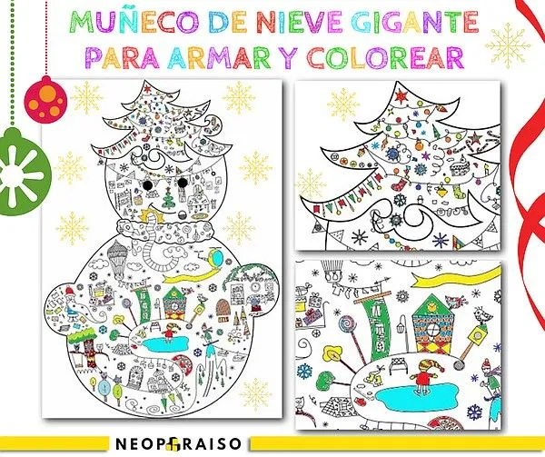 Rompecabezas de Muñeco de Nieve para Armar y Colorear Rompecabezas de Muñeco de Nieve para Armar y Colorear