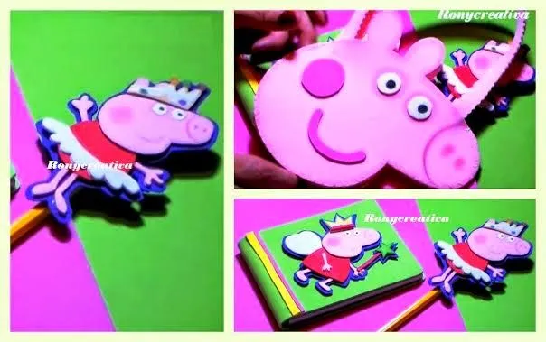 ronycreativa: PEPPA PIG BOLSITA DE FOAMY, LAPICERO Y LIBRETITA