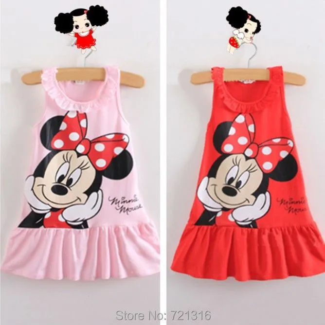 Ropa 2014 niños niñas lindo Mickey Mouse Minnie vestido, 2 colores ...