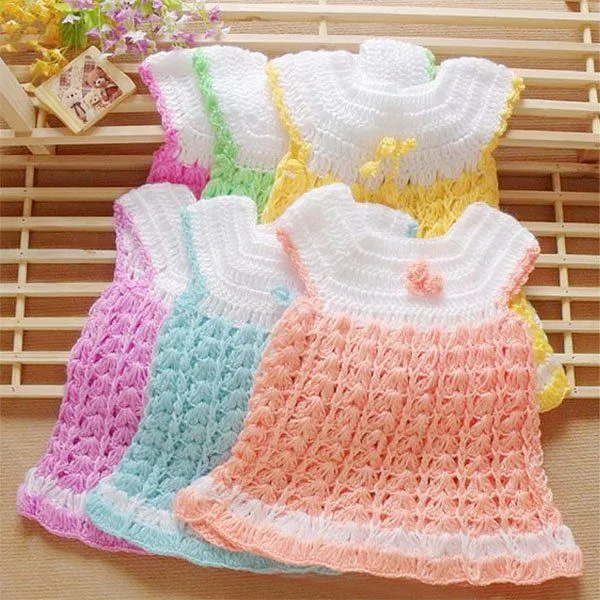Vestidos tejidos para sales niñas recien nacidas